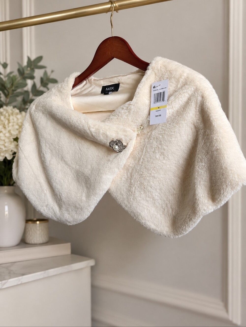 MSK Champagne Faux-Fur Shrug – Size M NWT - Picture 2 of 13